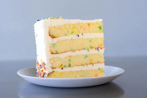 vanilla confetti cake slice